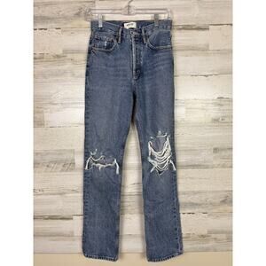 Agolde womens 23 Kelly distressed high-rise straight-leg jeans denim new boho